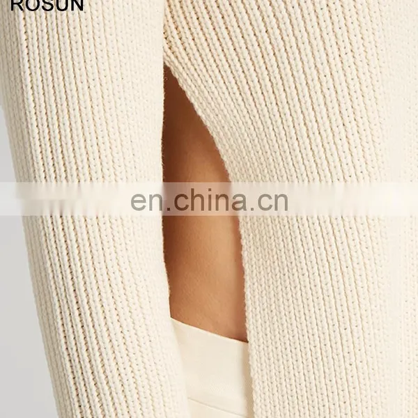 Women Round Neck Ribbed Knit Cotton Blend Sweater photo-4
