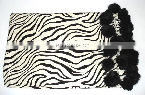 Paiseley Design Shawls With Fur Balls photo-5