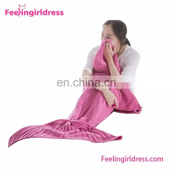 Multiple Colour Customized Mermaid Tail Design Knitted Mermaid Tail Blanket photo-4