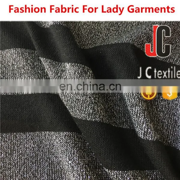 KNITTING WITH SLIVER YARN STRIP FABRIC FOR GIRLS FROCK DRESS photo-3