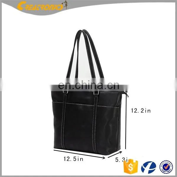 Lady Black Tote Bags With Custom Printed Logo Women's Handbags Leather Custom Tote Bag Cross Felt Leather Laptop Bag photo-6