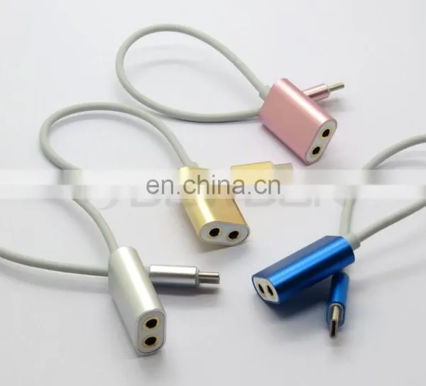 Metal Type C USB C Male to Dual 2 3.5mm Female Splitter Audio Cable photo-5