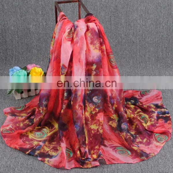 Fashionable Custom Printed Cheap Stock Wholesale Voile Scarf photo-3