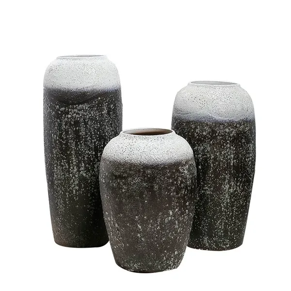 Black And White Classical Japanese Fresh Style Ceramic Floor Vase For Home Garden Decor photo-5