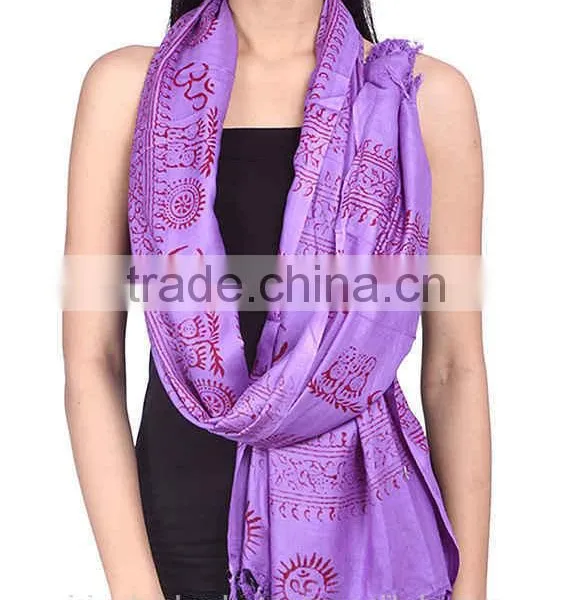 Stole Om Print Yoga Hindu Spiritual Rayon Dupatta Scarf Scarves Wholesale Amazon FBA Suplier