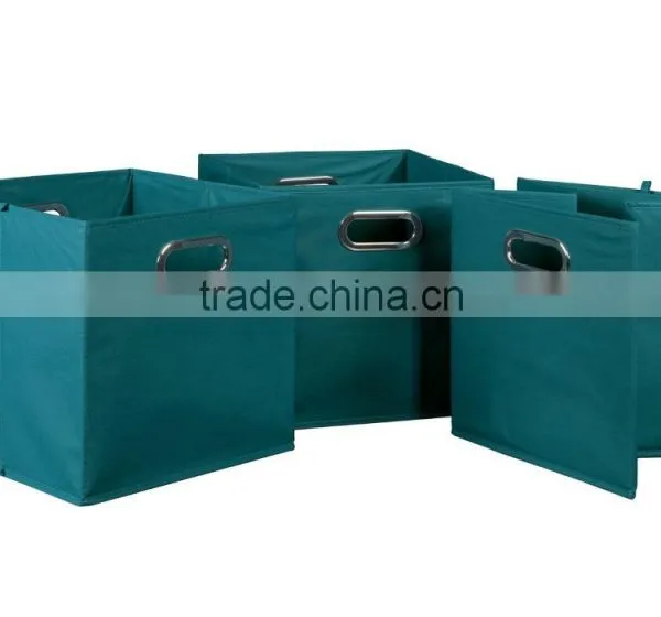 Non-woven Foldable Fabric Storage Bins Box Set of 3 With 2 Metal Handles photo-3