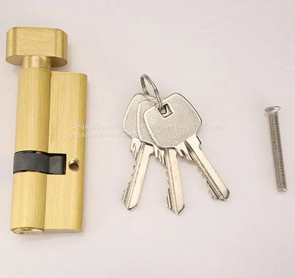 Anti-theft Rust-proof Gold Color Oval Thumbturn Single Open Brass Lock Cylinder photo-3