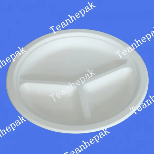 Disposable Degradable Tableware 9 Inch, 10 Inch, 3 Grid Paper Plate, Cake Plate, Fruit Plate, Picnic Barbecue Plate, Painting Plate