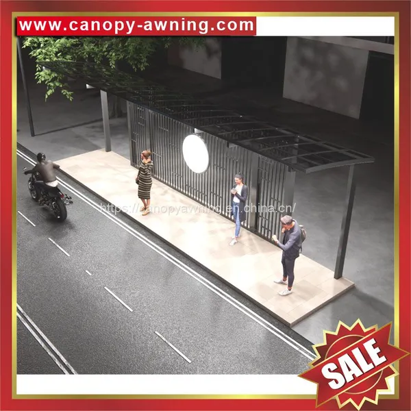 Outdoor Alu Aluminum Aluminium pc Polycarbonate Bus Shelter Canopy Awning photo-2