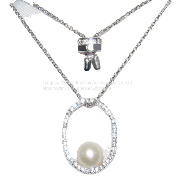 S925 Sterling Silver Necklace Women's Pearl Collar Chain