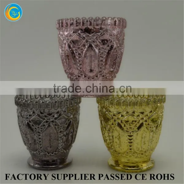 Embossed Design Colored Glass Candle Holder Popular photo-6