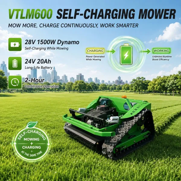 Vigorun VTLM600 Cordless Robot Brush Cutter, 200M Remote Control Lawn Mower for Efficient Grass and Brush Cutting