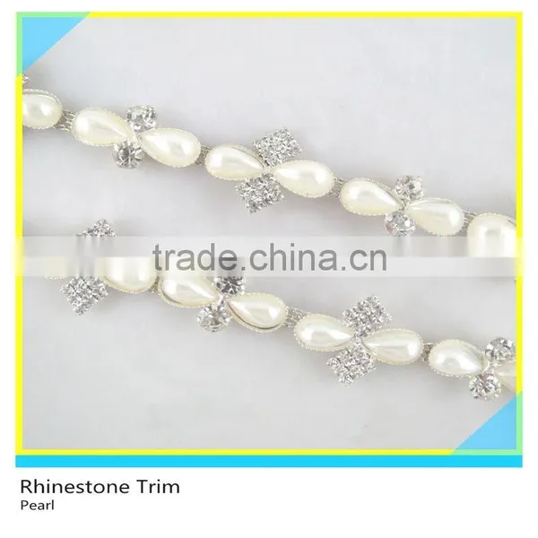 Fabulous 888 Crystal Rhinestone Pearl Silver Chain For Wedding Decoration photo-2