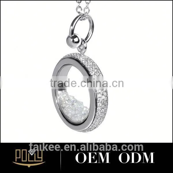 925 Silver Artificial Diamond Round Ring Pendant for Women Tamil om Pendant photo-3