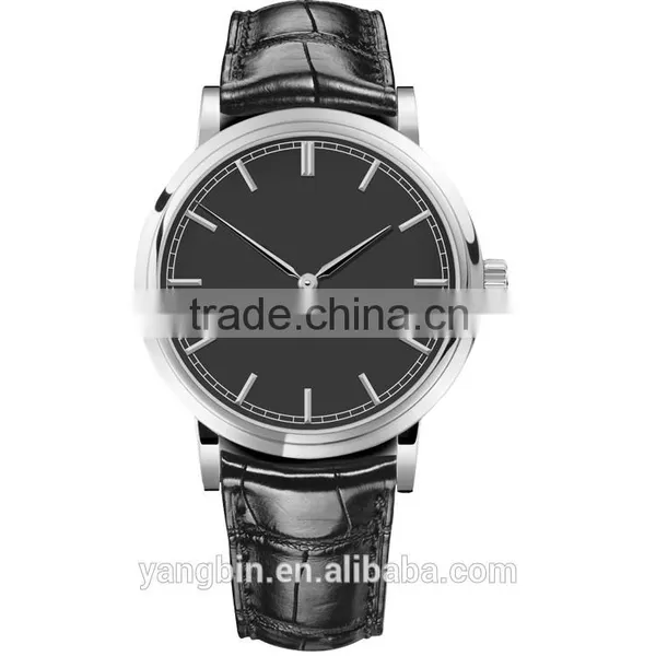 High Quality Genuine Leather Strap Quartz Movt Popular Trendy Metal Watch photo-5