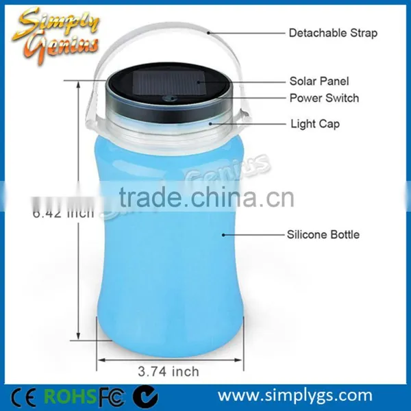 IP67 Foldable Indoor and Outdoor Solar Torch Light With Storage Bottle
