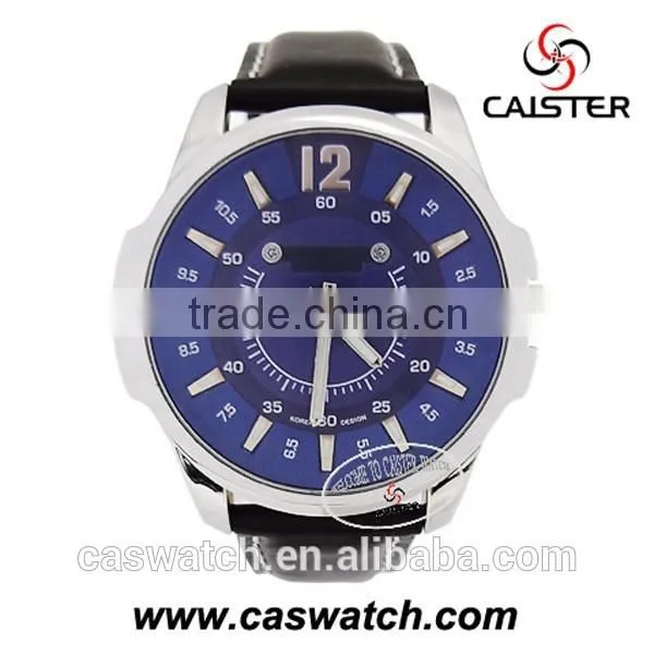 Blue Wrist Watch Dial Leather Watch Band