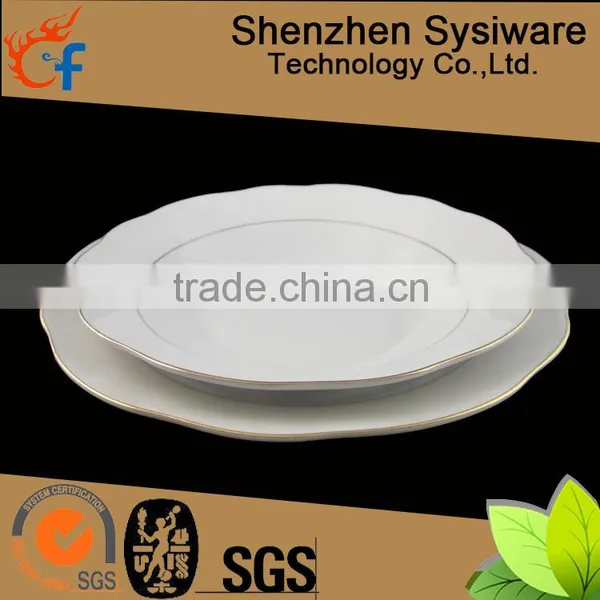 Ceramic Plates With Gold Rim, Gold Decorative Porcelain Dinner Plates, Gold Rimmed Dinner Plates photo-5