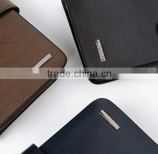 Brown Smooth Leather Men's Carrying Wallet Case Clutch Cell Phone Zippered Pouch photo-4