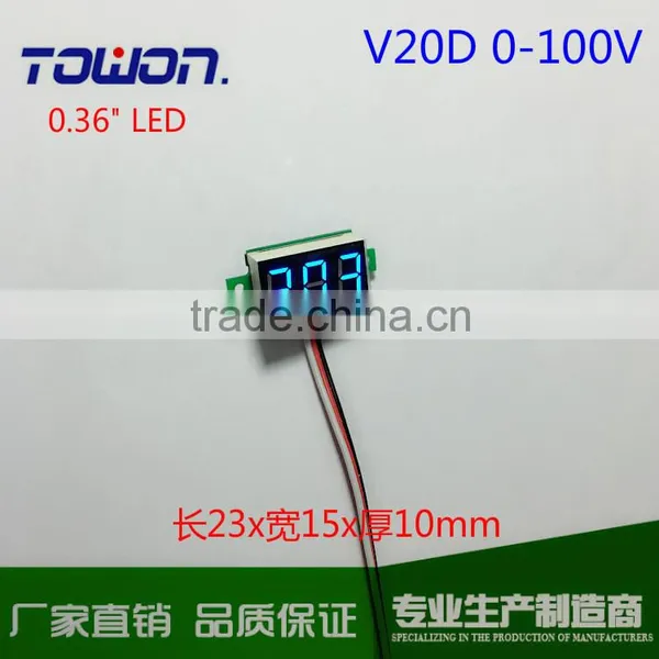 Digital Voltmeter 100V DC Three Bit Red Green Blue 0.36 " LED Voltage Meter With Reverse Connection Protection photo-2
