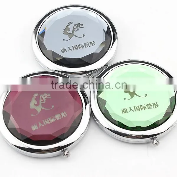 Customized Monogram Initial Logo Crystal Compact Pocket Mirrors photo-6