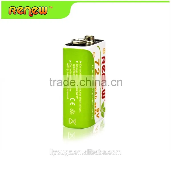 RENEW 720mAh 9 Volt Li-ion Rechargeable 9V Batteries Lithium-ion, 9 Pack photo-4