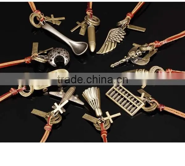 Men Style Fashion Engraving Love Genuine Leather Alloy Pendant photo-5