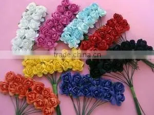 144pcs/lot Handmade Mulberry Paper Flower Bouquet/Wire Stem/ Scrapbooking Artificial Rose Flowers Wedding Party Decor