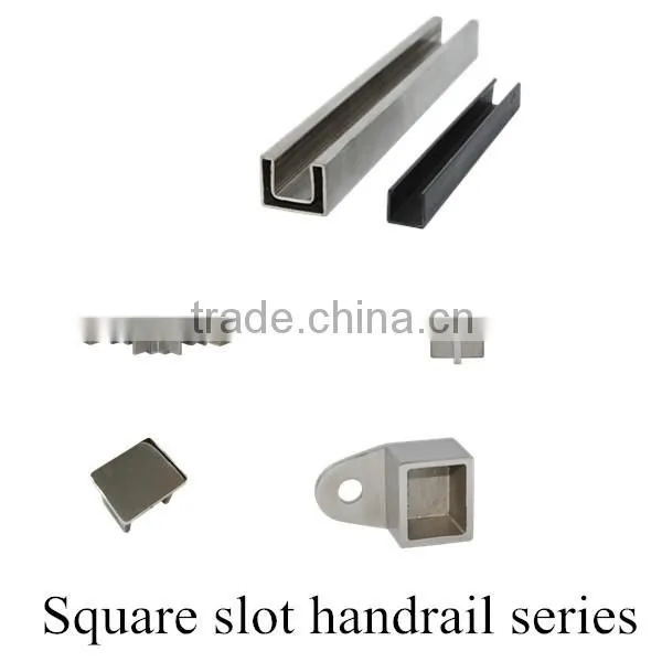 Slot Pipe Handrail Stainless Steel Glass Railing System photo-2