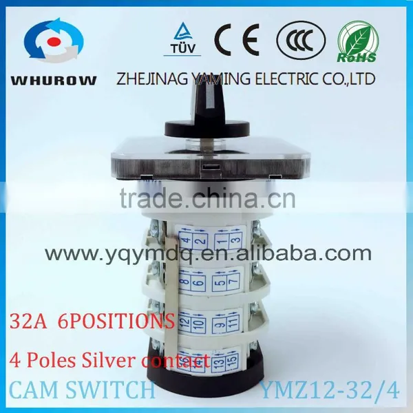 Cam Switch YMZ12-32/4 0-6 Positions 32A Ui 690V 4 Poles White Black Changeover Rotary Switch Sliver Point Contacts photo-3