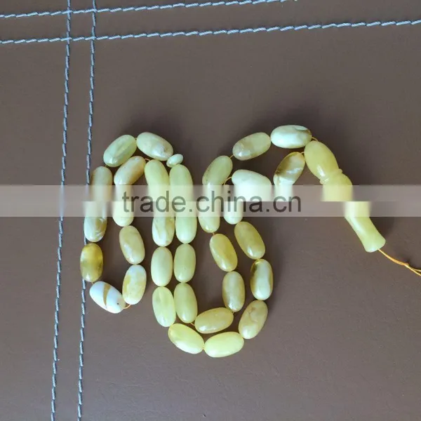 White Natural Baltic Amber Prayer Beads, Amber Islamic Muslim Rosay Tasbih