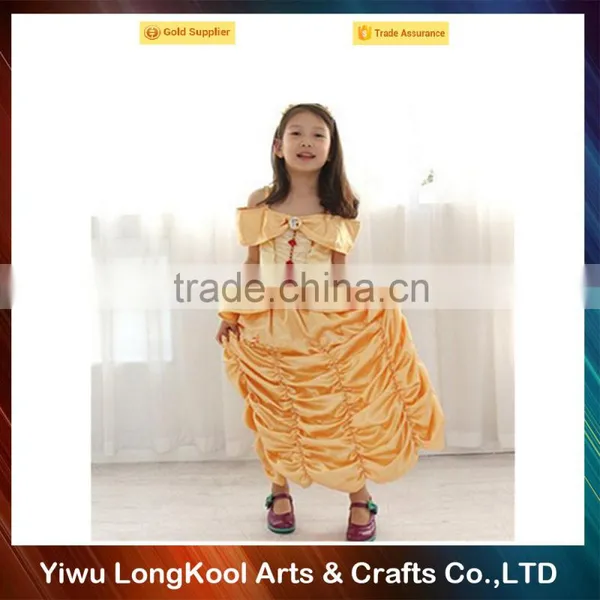 High Quality Promotion Designer One Piece Dress Yellow Girls Party Dress photo-3