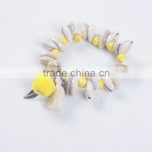Bohemia Jewelry Stone Teething Pom Shell Bracelet photo-6