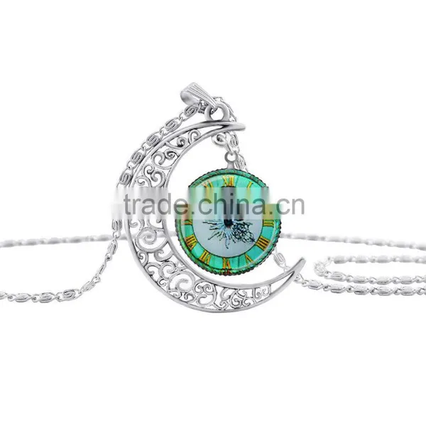 High Retro Sweater Chain Pendant Yin Yang Pattern Glass Cabochon Necklace photo-4