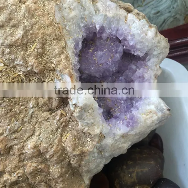 Natural Agate Light Purple Amethyst Geode Crystal Stones photo-5