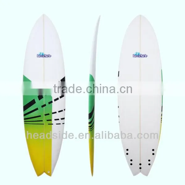 2014 New Item PU Designs Surfboards With 5 FCS Fin System