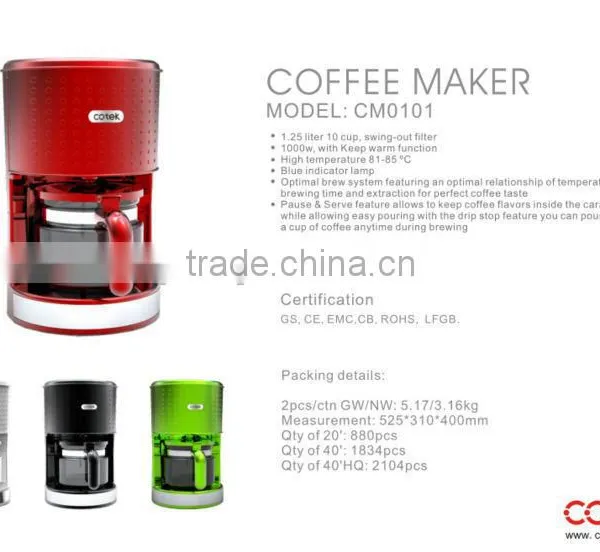 Hot New Products for 2016 China Supplier Coffee Maker (10-12 Cups) 1.25L With the Brew Kettle photo-2