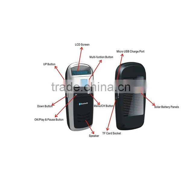 Bluetooth Car Kit With Solar Power Bluetooth FM Transmitter photo-3