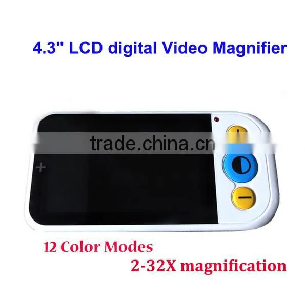New 4.3" LCD 2-32X Digital Video Magnifier Low Vision Reading Aid Tool 12 Color Modes Microscope Visual Electronic With AV OUT