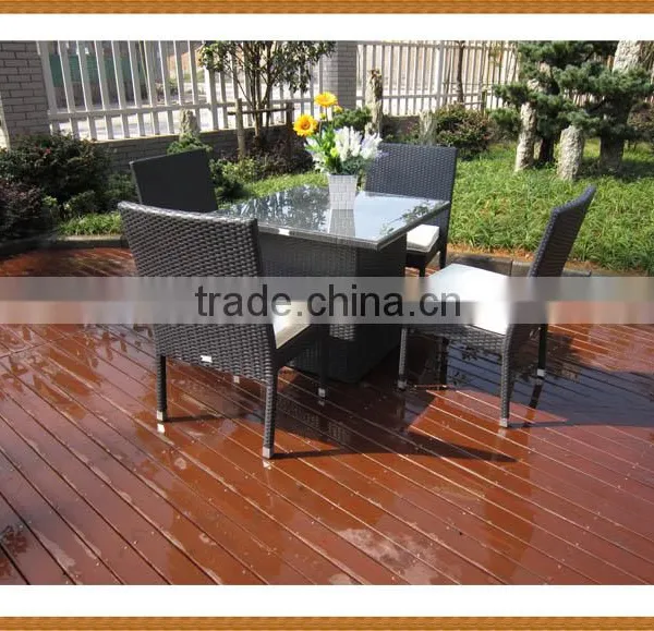 5PCS Square Table Rattan Dining Set Big Base photo-2