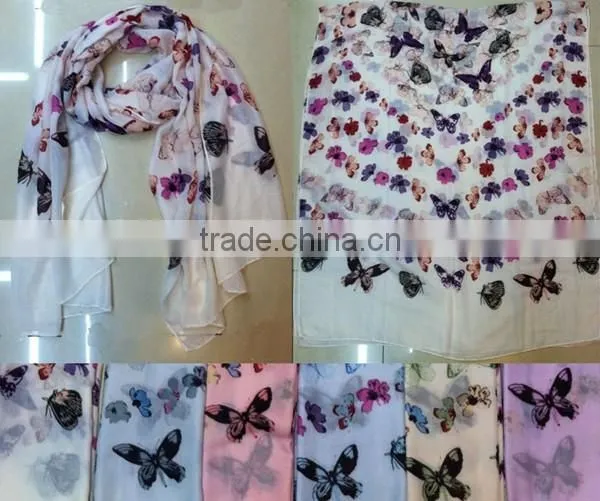 Fashion Solid Color Butterfly Figure Gauze Scarf
