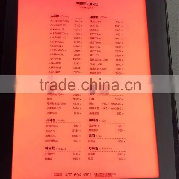 New Design Blue/red Lighting Panels Led Menu Holder photo-4