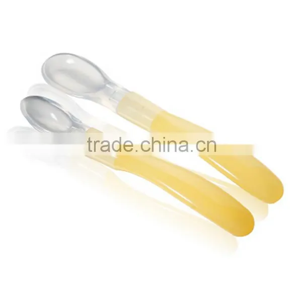 2016 Express China Assorted Colors Silicone Baby Spoons ,handle Baby Spoon