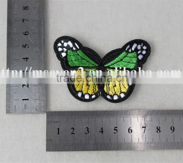 Nice Design Green Butterfly Embroidery Self Adhesive Leather Patches for Clothing photo-6
