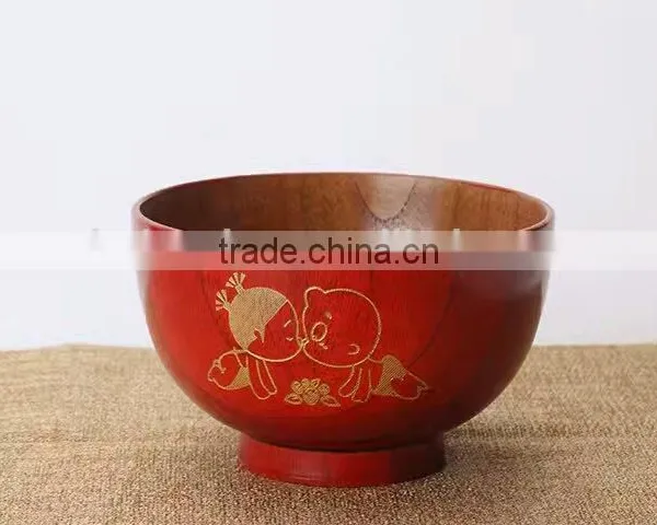 Red Chinese Carved Soup Bowl photo-2