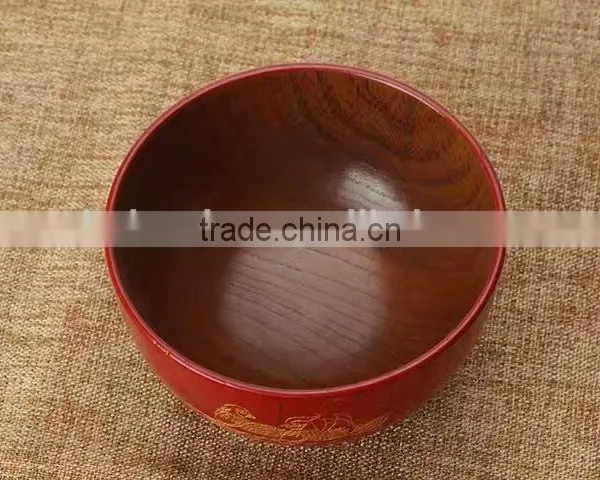 Red Chinese Carved Soup Bowl photo-3