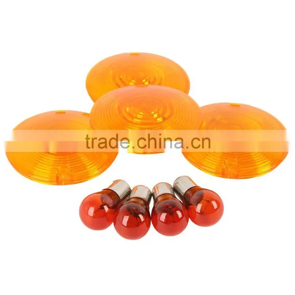 Orange ABS Turn Signal Lens Bulbs For Touring FLT FLHR FLSTC FXRD FXRT photo-3