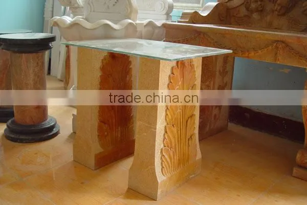 Modern Style Glass Top Hand Carved Marble Base Dining Table photo-2