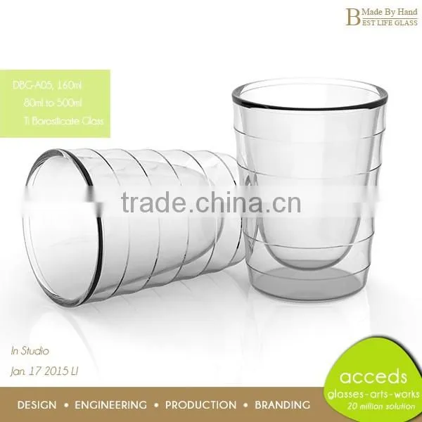 Reusable Double Wall Clear Borosilicate Glass Water Tea Coffee Cup photo-2