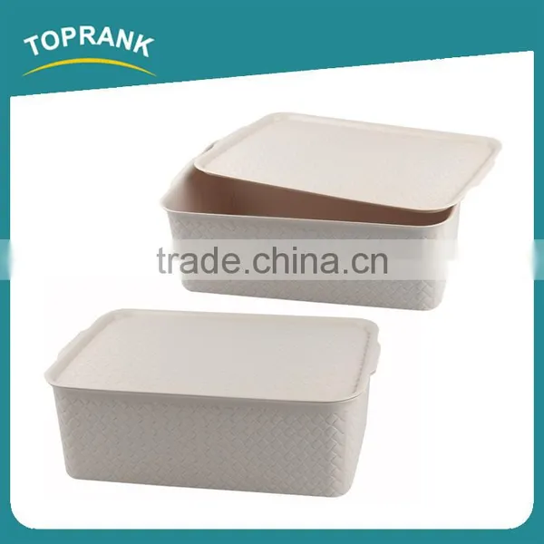 Toprank Different Size Design Pattern Home Living Plastic Storage Organizer Clothes Storage Box Container With Lid photo-2